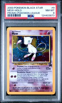 2000 POKEMON PROMO BLACK STAR POKEMON LEAGUE #9 MEW-HOLO PSA 8 - Image 1
