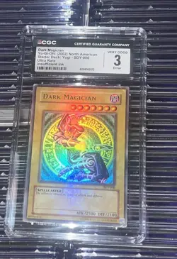 Yugioh CGC Dark Magician FOIL BLEED ERROR SDY-006 Ultra Rare 2002 Starter Deck - Image 2