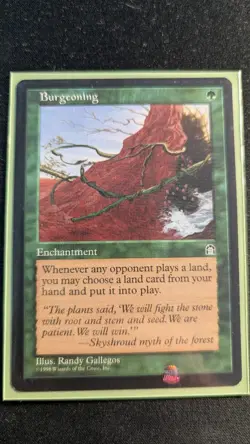 Vintage 1998 MTG Stronghold Burgeoning Card Mint - Image 1