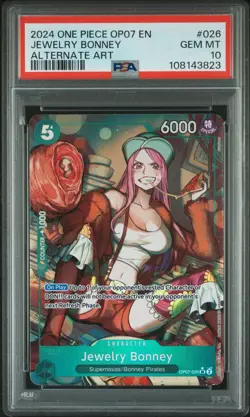 JEWELRY BONNEY OP07-026 ALT ART, PSA 10 GEM MINT, 2024 ONE PIECE CARD GAME - Image 1