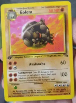 Golem - 1999 Vintage Pokemon - Fossil card # 36/62 - 1ST EDITION - Uncommon - NM - Image 1