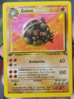 Golem - 1999 Vintage Pokemon - Fossil card # 36/62 - 1ST EDITION - Uncommon - NM - Image 2
