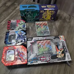 Pokemon Lot Of Jumbo Cards Tins And ETB's (No Packs) - Image 1