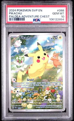 2024 POKEMON SVP EN-SV BLACK STAR PROMO PALDEA ADVENTURE CHEST PIKACHU PSA 10 - Image 1