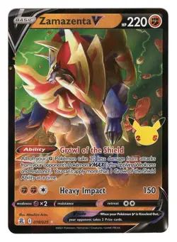 Pokemon TCG Zamazenta V Celebrations 018/025 25th Ultra Holo Rare Card NM - Image 1