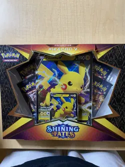 NEW POKEMON TCG: SHINING FATES PIKACHU V BOX | 4 Booster Packs SEALED 820650828690 - Image 1