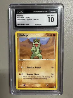 2004 POKEMON EX HIDDEN LEGENDS #64 MACHOP CGC 10 GEM MINT #64 - Image 1