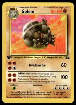 Pokemon TCG Fossil #36/62 Golem 1st Edition LP - Image 1
