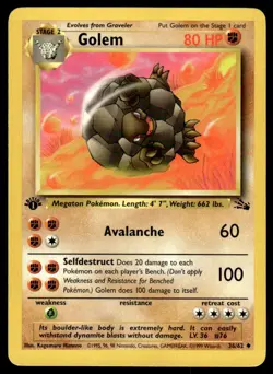 Pokemon TCG Fossil #36/62 Golem 1st Edition LP - Image 1