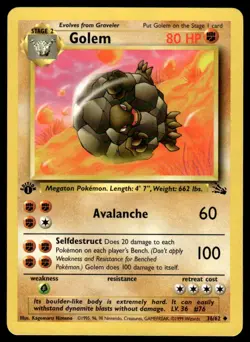 Pokemon TCG Fossil (1st Edition) #36/62 Golem LP+ - Image 1