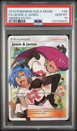 Pokemon Jessie & James Hidden Fates Full Art #68 PSA 10 Gem Mint - Image 1