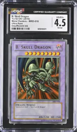 Yugioh CGC ERROR B. Skull Dragon MRD-018 Ultra Rare Insufficient Ink Error - Image 1