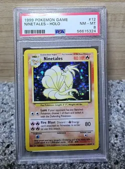 Pokemon TCG Ninetales Base Set Holo Unlimited Rare Card 12/102 PSA 8 NM-MT WOTC - Image 1