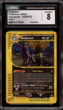 Pokemon Umbreon Aquapolis Holo Rare #H29 CGC 8 - Image 1