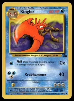 1999 Pokemon TCG Fossil #38/62 Kingler Near Mint - Image 1