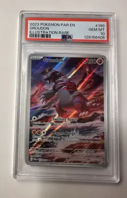 2023 POKEMON PAR EN-PARADOX RIFT ILLUSTRATION RARE #199 GROUDON PSA 10 - Image 1