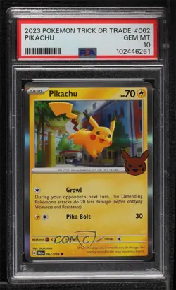 Mirage Holo - Pikachu Pokemon Scarlet & Violet Trick or Trade BOOster PSA 10 - Image 1