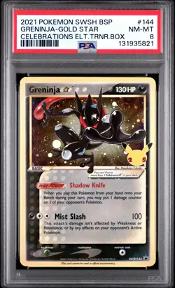2021 POKEMON SWSH BLACK STAR PROMO #144 GRENINJA-GOLD STAR PSA 8 - Image 1