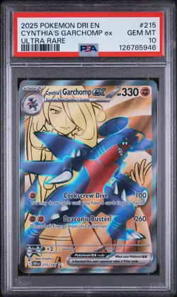 2025 POKEMON DRI EN-DESTINED RIVALS ULTRA RARE #215 CYNTHIA'S GARCHOMP EX PSA 10 - Image 1