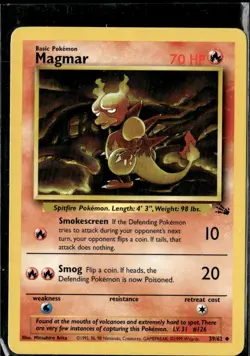 Pokemon Magmar 39/62 Fossil Non Holo Common 2 Card Lot LP - Image 1