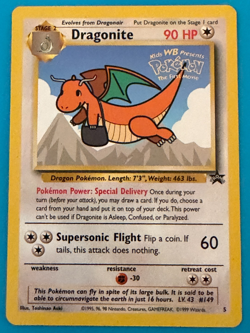 1999 Pokemon Black Star Movie Promos Dragonite Card #5 Wizards, Nintendo - Image 1
