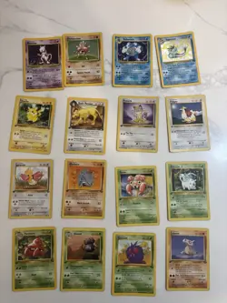 Hard To find POKEMON Cards 4 Holo 1999 Lot 16 Picachu Mewtwo Poliwrath Vaporean - Image 1