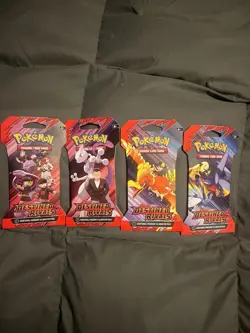 Pokemon TCG Destined Rivals Booster Pack Lot of 4 Sleeved - Image 1
