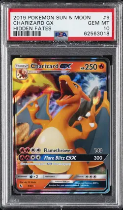 2019 POKEMON SUN & MOON HIDDEN FATES #9 CHARIZARD GX PSA 10 - Image 1