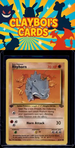 Rhyhorn Jungle First Edition Common Pokemon TCG 61/64 NM+ - Image 1