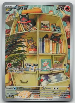 Pokemon TCG Litten Full Art Holo Card 167/162 Illustration Rare Near Mint NM - Image 1