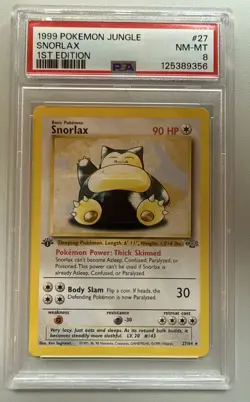 1999 Pokemon TCG Jungle 1st Edition Snorlax Non-Holo Card PSA 8 - Image 1