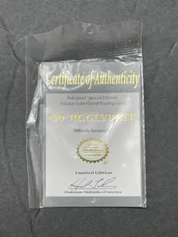 1999 Jiggly Puff #39 23 Karat Gold Plated Pokemon Trading Card Burger King COA - Image 4
