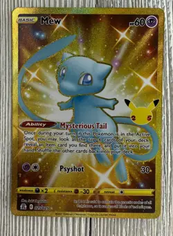 Pokemon TCG Mew 025/025 25th Celebrations Card Shiny Gold Mew MINT - Image 1