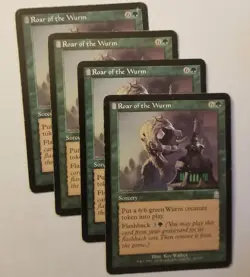 MTG 4x Roar of the Wurm, MP- HP, Odyssey, 6/6 Wurm Creature Token Flashback - Image 1