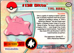 POKEMON - 2000 Topps Chrome TV Animation Edition Series 2 #132 DITTO NON HOLO - Image 2