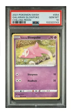 PSA 10 2021 POKEMON SWORD & SHIELD CHILLING REIGN 054 GALARIAN SLOWPOKE GEM MINT - Image 1