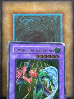 Yugioh Elemental Hero Flame Wingman TLM-EN035 Ultimate SILVER EYE 1st Ed DAMAGED - Image 3