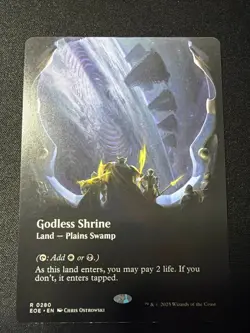 MTG Godless Shrine Land - Plains Swamp / EOE / Borderless NM Never Played - Image 1