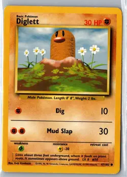DIGLETT 47/102 COMMON BASE SET POKEMON MP - Image 1