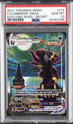 2021 POKEMON SWORD & SHIELD EVOLVING SKIES SECRET FULL ART/UMBREON VMAX PSA 10 - Image 1