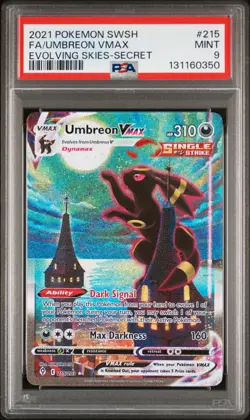 2021 POKEMON SWORD & SHIELD EVOLVING SKIES SECRET FULL ART/UMBREON VMAX PSA 9 - Image 1