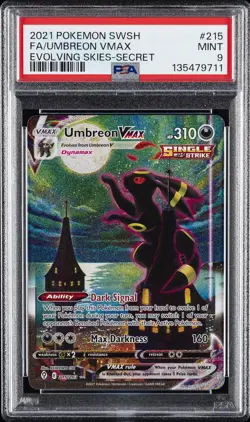 2021 POKEMON SWORD & SHIELD EVOLVING SKIES SECRET FULL ART/UMBREON VMAX PSA 9 - Image 1
