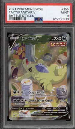 Pokemon Tyranitar V Battle Styles Full Alt Art #155 PSA 9 Mint - Image 1