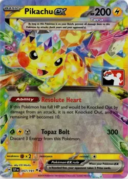 Pokemon TCG Pikachu ex Surging Spark 057/191 Stamped Holo Double Rare - Image 1