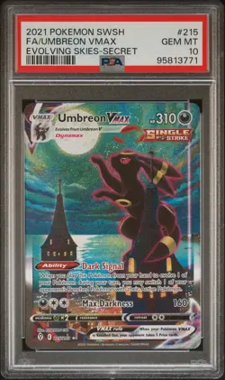 2021 POKEMON SWORD & SHIELD EVOLVING SKIES SECRET FULL ART/UMBREON VMAX PSA 10 - Image 1