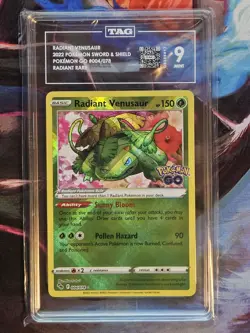 Pokemon 2022 SWSH Pokemon GO Radiant Venusaur 004/078 TAG Mint 9 - Image 1