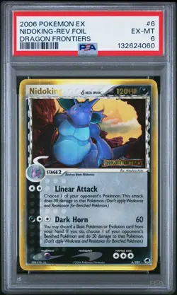2006 POKEMON EX DRAGON FRONTIERS #6 NIDOKING-REVERSE FOIL PSA 6 - Image 1