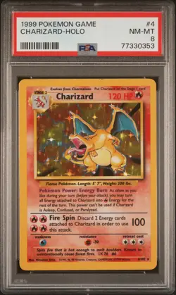 1999 Pokemon Game #4 Charizard - Holo PSA 8 Base Set Unlimited - Image 1