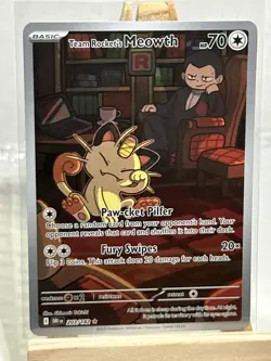Team Rocket's Meowth 203/182 Sv10: Destined Rivals Holo Pokemon - Image 1