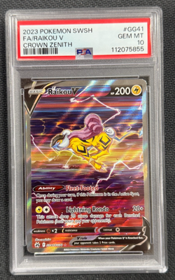 2023 Pokemon Raikou V Ultra Rare Crown Zenith GG41/GG70 PSA 10 GEM MINT - Image 1